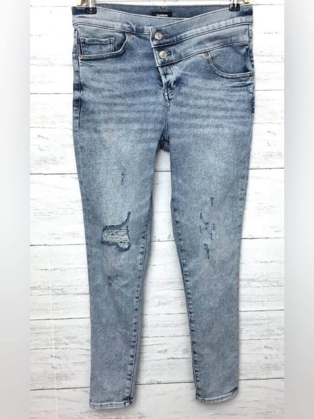 Express Light Blue Skinny Distressed Women's Jeans